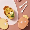 Dinnerware Sets Cartoon Lunch Box Wheat Straw Storage Container Children Kids School Office Home Portable Bento Bag