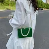 Sacs à bandoulière mode élégant sac à main de luxe pour femmes avec chaîne de perles en cuir PU petit sac de messager boîte de fête de mariage pochette sac à main