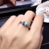 Cluster Rings The Original Design Blue Topa Craft Faceted Opening Adjustable Ring Shines Light Luxury Charm Women Silver JewelryCluster