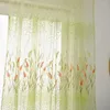 Gardindusch med i ringar sand tyg ren voile blad tyll panel 1 draperi fönster heminredning