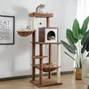 Cat Furniture Scratfer Scratfer Tree Tree House Tower مع خزانة الخشب الصلب النشر Toy Toy Multile Risten Condo Rascador Gato Arbre Chat 230114