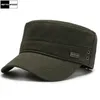 Breda randen hattar solid militär märke sommar baseball cap unisex all bomull platt topp hatt mode armé trucker mössor för vuxna