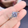 Cluster Rings 3CT Moissanite Engagement for Women 18k Gold Plated Sterling Silver VVS1 Diamond Wedding Promise Anniversary Gift
