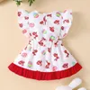 Girl Dresses Toddler Baby Girls Ruffles Sleeveless Easter Cartoon Printed Princess Dress Infant Born Outfits Set