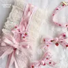 Feestbenodigdheden met de hand gemaakte lolita haarband roze aardbeien hoofdtooi borduurwerk kanten tweede zus meisje