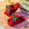 Slippers Women Fluffy Winter Christmas Reindeer Warm Plush Home Fleece Cotton Soft Sole Anti Slip Indoor Men Slipper