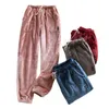 Ropa de dormir para mujer, pantalones largos de franela para mantener el calor, pantalones largos para hombres y mujeres, pantalones interiores para amantes del terciopelo Coral