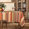 Table Cloth Trendy Boho Ethnic Linen Tablecloth Kitchen Outdoor Picnic Mat Dustproof Rectangular Party Decor