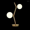 Table Lamps Modern Luxury Brass Lights Personality 2 Heads Frosted Glass Desk Lamp For Home El Villa Bedroom Decorative G9 Bulbs