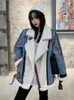 Women's Trench Coats 2023 Autumn Winter Thick Warm Fleece Women Korean Fashion Streetwear Denim Patchwork Cotton Jacket Padded Clothing