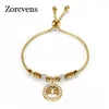 Link Bracelets Chain ZORCVENS Vintage Gold Silver Color Stainless Steel Charm Bracelet With Tree Of Life Pendant Crystal Ball For Woman1