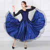 Stage Wear Sexy Transparent Manches longues Robe de danse de salon pour femme V Back Waltz Tango Robes Standard