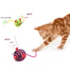 Katspeelgoed 1 stks 4 cm bal speelgoed mooie cartoon streep nylon touw rond muis lange staart bell huisdier hondenbeet spelen achtervolgend