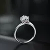 Cluster Rings Au585 White Gold Ring Women Wedding Anniversary Engagement Party Ruby 4 Claw Round Moissanite Diamond Elegant Trendy