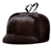 BERETS RY0204 Luxury Winter Fur Hats Male Importera minkstråbombare för man utomordemiskt varmt öronskydd ryska mössor