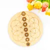 Charms Wooden 7 Chakra Round Plate Orgone Crystal Stand Holder Gemstone Base Flower Of Life Wood Yoga Meditation Healing Orgonite BoardCharm