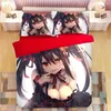 寝具セットTokisaki Kurumiセット漫画アニメ羽毛布団カバー枕カバー3D印刷された掛け布団ベッドリネンベッドクロス