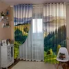 Cortina personalizada Belas cortinas de janela de blackout 3D para sala de estar cenário da natureza do quarto