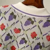 Damesbreien Hoogwaardige Vintage Grape Jacquard gebreide Cardigan Mujer 2023 Zomer vrouwen Crop Top Femme Femme Short Sleeve Sweater Pull Pull