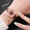 Нарученные часы 2PCS SET Luxury Women Watch Watch Diamond Rose Gold Ladies Berist Magnetic Bracelet Watch для женщины Relogio Feminino Moun22