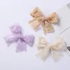 Lace Solid Color Ribbon Bows Hair Clip For Kids Girls Hollow Bowknot Barrettes Hair Pins Baby Headwear Hair Accessories 1459