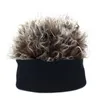 Berets Autumn and Winter Men's Youth Headwear Personlighet Rolig hiphophatt Plaid Rand Prind Sticked Elastic Beanise with Wig