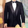 Tuxedos masculinos do noivo preto para fumantes para fumantes de casamento Terno de 3 peças Homem 2023 Jaqueta de capa do colega de colete masculino trajes masculinos