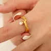 Wedding Rings Fashion Creative Geometric Pearl Ring For Women Elegant Glamour Crystal Index Finger Party Jewelry Accessories