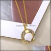 Colliers pendants Collier Crescent Moon Colorf Colorf Cumbic Zirconia Gol