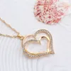 Necklace Earrings Set Romantic Women Crystal Doubled Love Heart Stainless Steel Jewelry For 2023