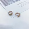 Серьги-кольца модные роскошные 18K позолоченные двухрядные маленькие кубические циркония для девочек ювелирные изделия