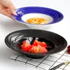 Borden rond Europees servies Pasta Bord Zwart of blauwe soepkom Water Rimpel keramische kleur noedels hoed eidia 22,5 cm