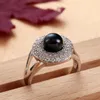 Pierścionki ślubne 2023 Moda Wysokiej jakości niebieska perła czarna pistolet plastowany pierścień z cyrkonem biżuteria na imprezę