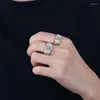 Anéis de casamento anel de moissanita real de 6,5 mm para homens de prata esterlina 1C 1C Round Brilliant Brilliant Cut Diamond Male Jewelry With GRA