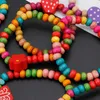 Strang Perlenstränge J78F 12 Stück Bunte Holzarmbänder Kleine Mädchen Kit Kinder Modeschmuck