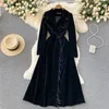 Haut de gamme femmes Trench manteaux tempérament longue coupe ajustée velours veste coupe-vent costume col gland couture mode tout-Match manteau Casacos 2023