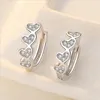 Hoop Earrings & Huggie Shining Zircon Heart Design Hoops Female Jewelry Trendy Silver 925 Women Earring Accessories Girls Birthday GiftHoop