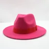 Wide Brim Hats Fedora Women Solid Ribbon Band Formal Dress Wedding Jazz Caps Classic Red Green White Felted Spring Men Scot22