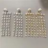 Çember küpeler bling rhinestone uzun saçaklı büyük damla aksesuarlar kız büyük boyutlu kristal asılı sallanan düğün takı için