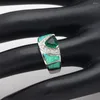 Alyans Moda Pembe Yeşil Üçgen Zirkon, Açık CZ Nişan Parmak Yüzüğü Kadınlar Hediye Lüks Ateş Opal Takı