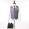 Herenpakken Blazers met één borsten grijze westerse fittingen Business Office Daily Banquet Wedding Groom 3-delige setmen's