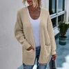 Women's Knits Women Casual Long Sleeve Waffle Knit Open Front Cardigan Coat With Pockets Sweater Daily Home Work Vacation Wear Plus Size