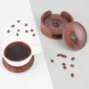 Table Mats Natural Wooden Round With Holder Rack Heat-Resistant Placemat Cup Pad