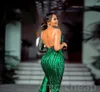 Arabo Aso Ebi Green Green Prom si veste profonde a V-Neck Wortless Formale Party Second Reception Birthday Gowns Dress Zj055 407