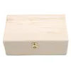 Storage Boxes Natural Wooden Box With Lid Golden Lock Postcard Sundries Organizer Handmade Craft Jewelry Case Home Bin