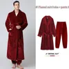 Men's Sleepwear Bathrobe Flannel Coral Fleece Nightgown French Pamas Winter Long Style Warmth Plus Thick Homewearmen's