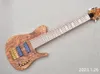 LVYBEST Natural Wood 6 Strings Elektryczna gitara basowa ze złotym sprzętem szyi przez ciało zapewnia niestandardową obsługę