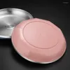 Plates 20/22/24CM Stainless Steel Round Dinner Plate Thickened Anti-Scalding Restaurant Tableware Dumpling Tray