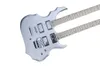 Lvybest 12 strings Silver Double Neck Electric Guitar Chrome Hardware Maple Neck biedt aangepaste service