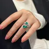 Eheringe Vintage Thress-Stone Simulation Smaragdgrün CZ Ring für Frauen Verlobung Braut Party Schmuck Jubiläumsgeschenk